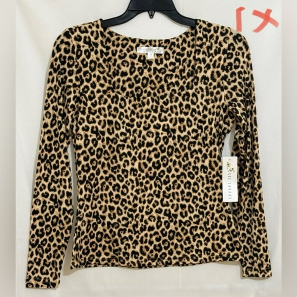 Charter Club Leopard Print Long Sleeve Top